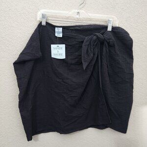 Shade & Shore Women Skirt Size 16 Black Wrap Tie Front Sarong Beach Summer
